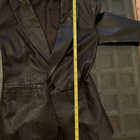 Rachel Zoe black 100% python-embossed leather slim blazer - Picture 12 of 16